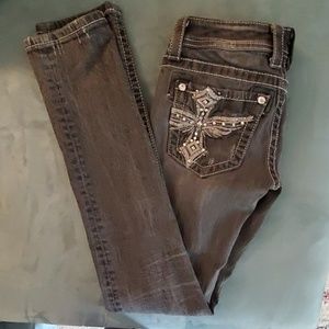 Black destructed Miss Me jeans size 26.